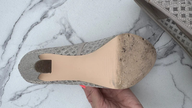 Next Champagne Gold Peep-Toe Platform Heels UK 6.5 / EU 40 Glitter Mesh Party Shoes - Image 8