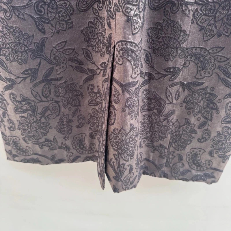 Precis Petite Shift Dress UK 12 Charcoal Grey Paisley Jacquard Sleeveless Midi - Image 8