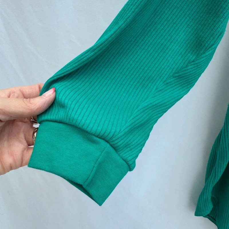 Vintage sssShhh Nightwear Collection Teal Ribbed Embroidered Pocket Button Tunic UK S/M 10–14 - Image 6