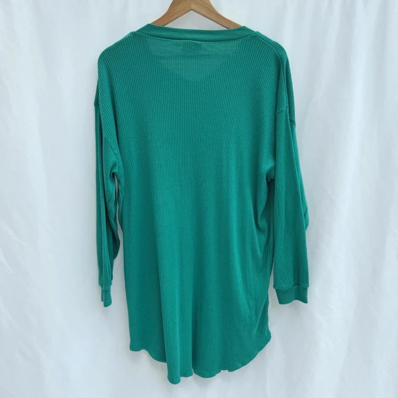 Vintage sssShhh Nightwear Collection Teal Ribbed Embroidered Pocket Button Tunic UK S/M 10–14 - Image 7