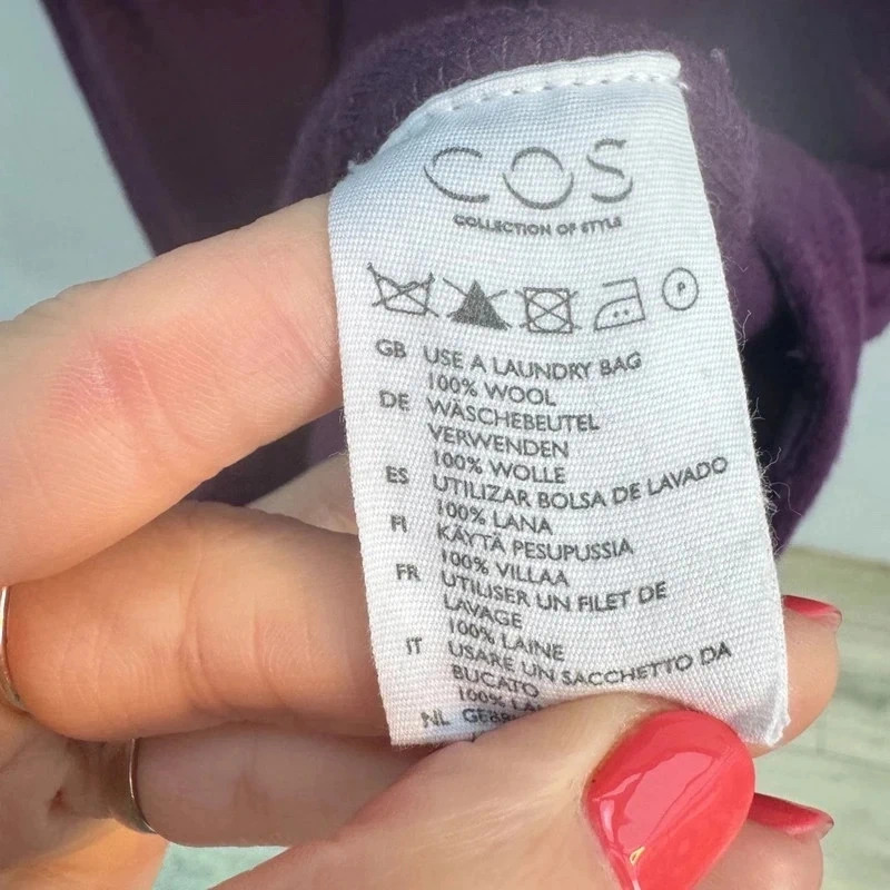 COS 100% Boiled Wool Cocoon Shift Dress Size L / UK14–16 Deep Purple - Image 9