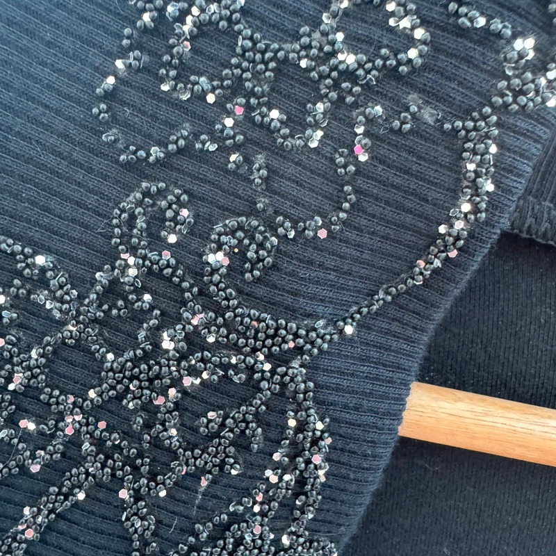 Style Dark Navy Cotton Beaded Sequin Bolero Shrug Cardigan UK 16-18 - Image 2