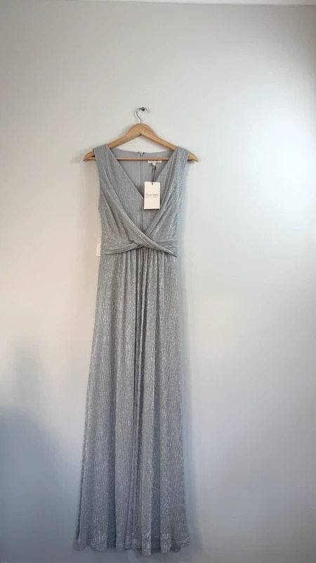BNWT Phase Eight Artemis Silver Shimmer Maxi Occasion Dress UK 14 Wedding