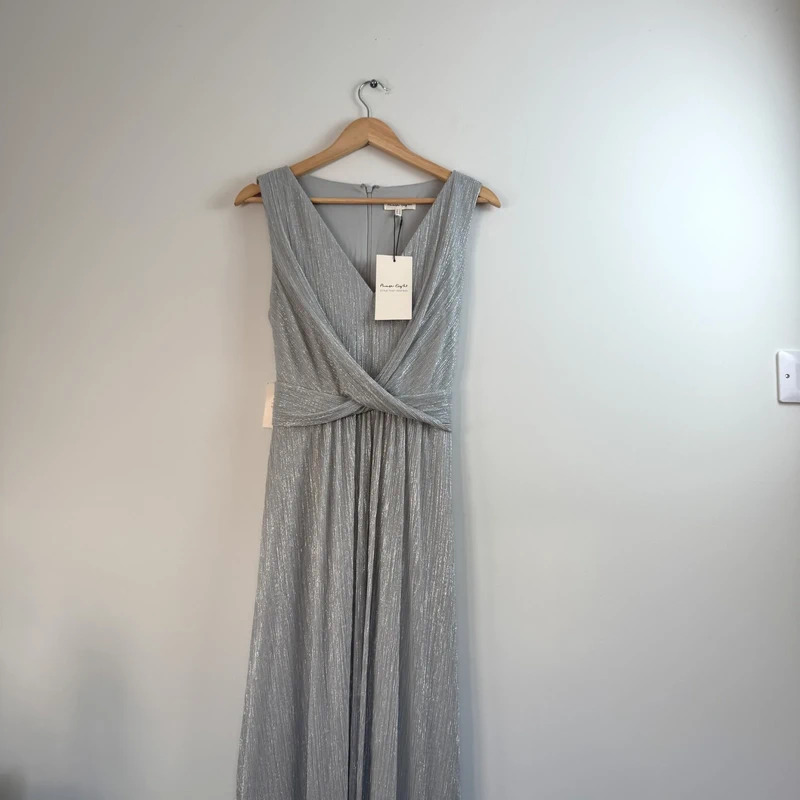 BNWT Phase Eight Artemis Silver Shimmer Maxi Occasion Dress UK 14 Wedding - Image 2