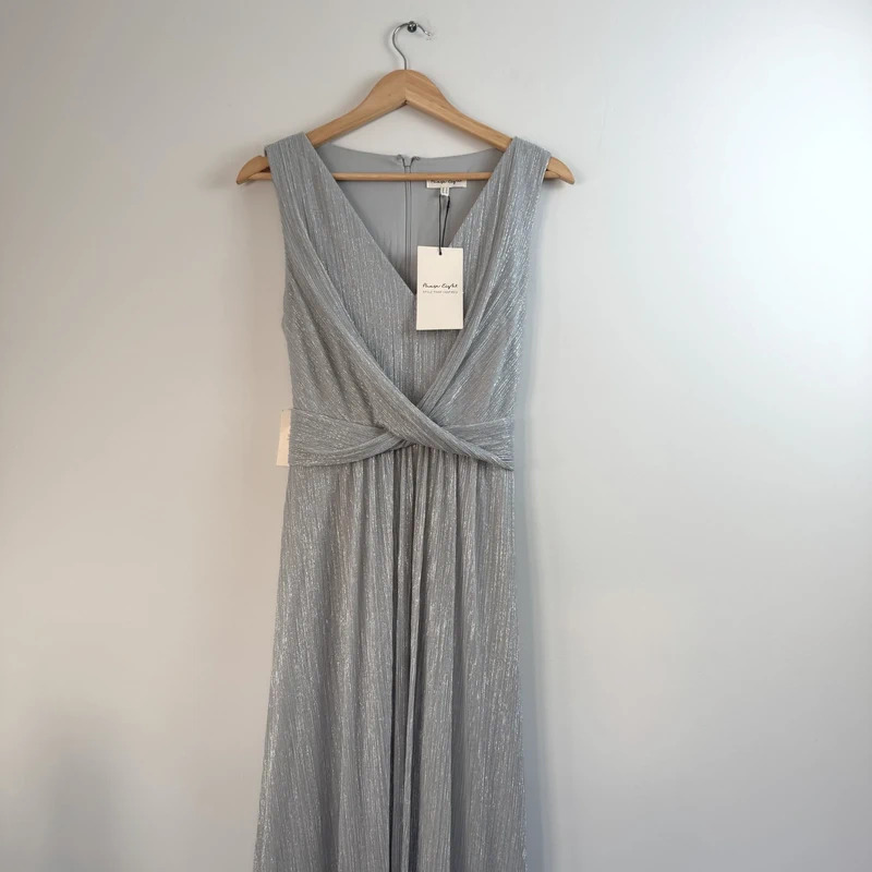 BNWT Phase Eight Artemis Silver Shimmer Maxi Occasion Dress UK 14 Wedding - Image 3