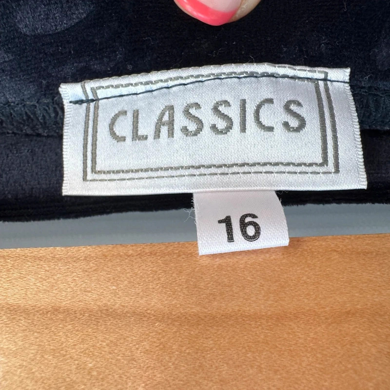 Classics Skirt UK 16 Black Embossed Floral Velvet Midi Stretch Waist - Image 5