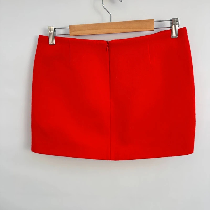 Maje Jacky Red Wool Mini Skirt EU 40 UK 12 Lined Luxury Designer - Image 3