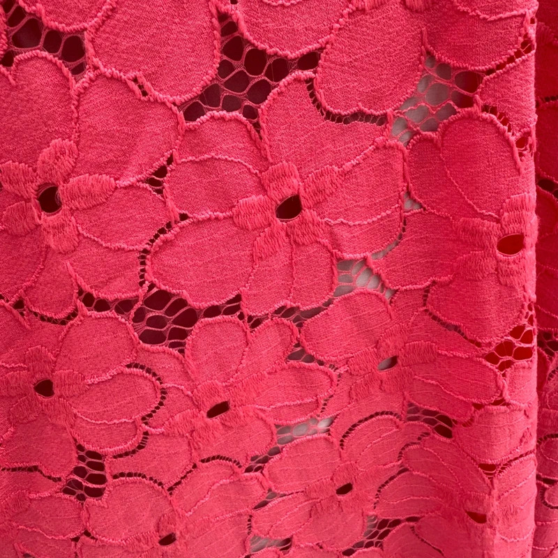 Adrianna Papell Coral Floral Lace Dress UK 8 Fit Flare Asymmetric Hem - Image 3