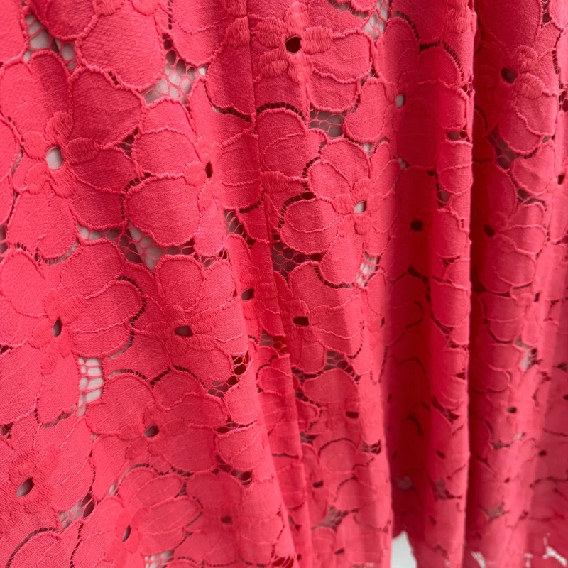 Adrianna Papell Coral Floral Lace Dress UK 8 Fit Flare Asymmetric Hem - Image 5