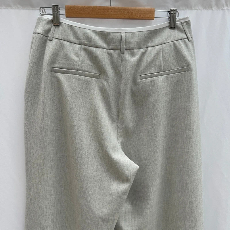 Mint Velvet Grey Pleated Wide Trousers UK 14R Cropped Smart Culottes RRP £136 - Image 6