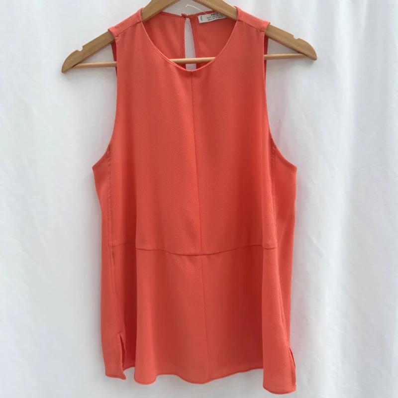 MNG Mango Suit Collection Coral Sleeveless Top UK 8 10 Keyhole Back Crepe