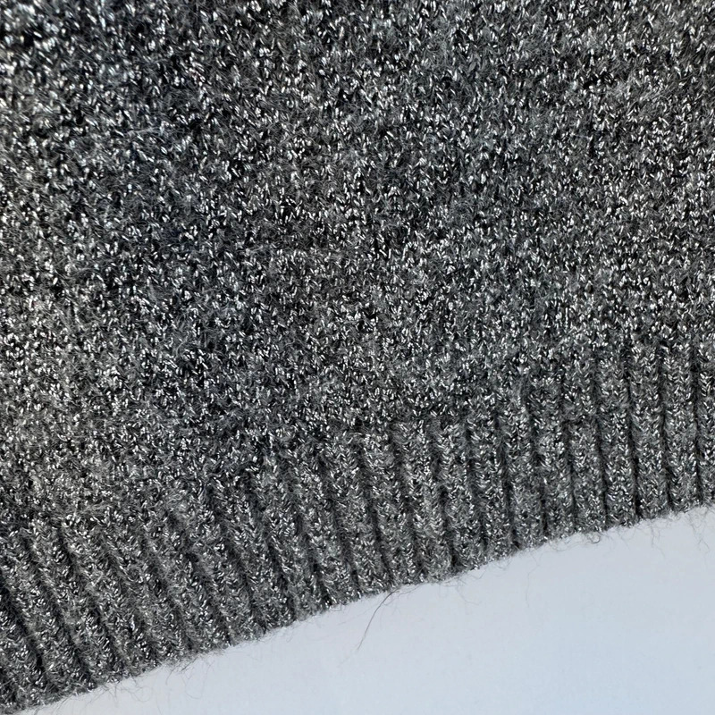 Tu Grey Silver Metallic Knit Pencil Skirt UK 16-18 Stretch Rib Sparkle Knit - Image 3