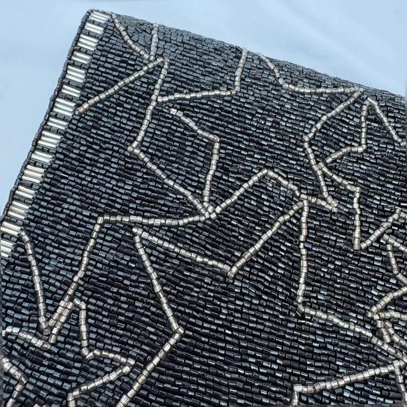 Last True Angel Black Beaded Star Clutch Bag Detachable Silver chain Strap Evening Bag - Image 3