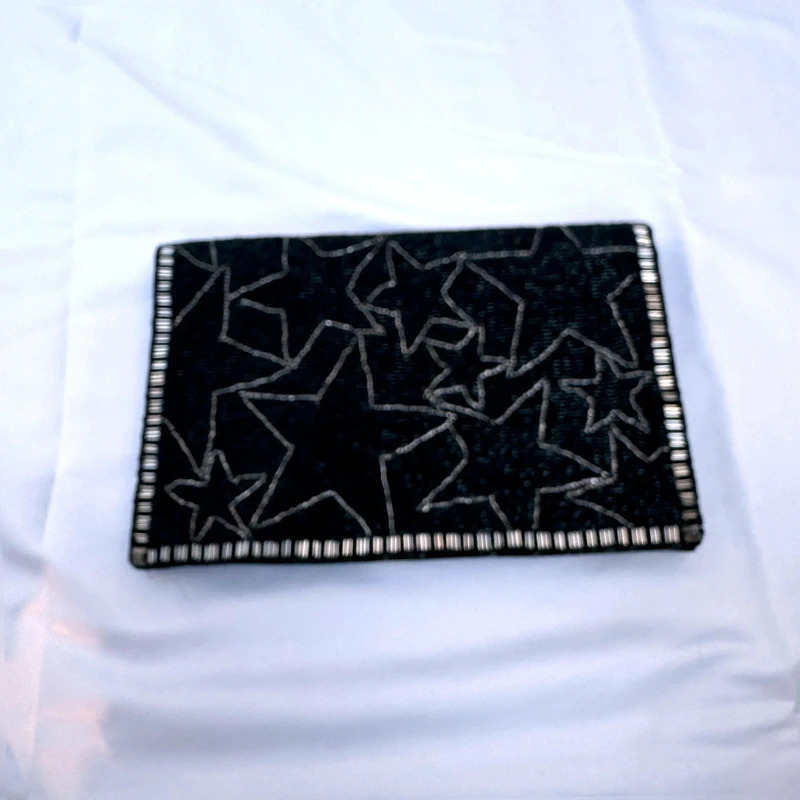 Last True Angel Black Beaded Star Clutch Bag Detachable Silver chain Strap Evening Bag - Image 5