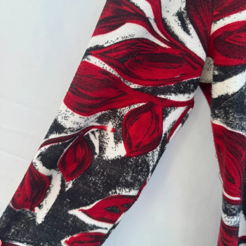 Roman Red Black Leaf Print Shift Dress 3/4 Sleeve Stretch Smart Casual UK 12 - Image 4