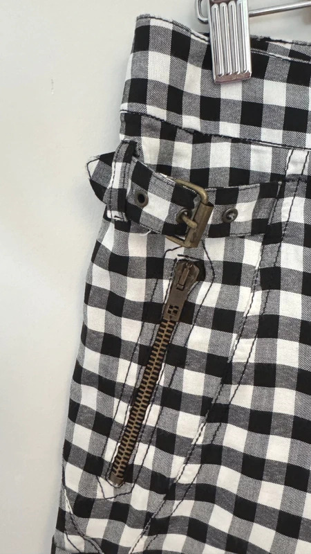 Maje Paris Gingham Shorts T40 Black White Check Zip Detail Designer France - Image 4