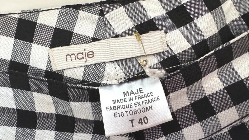 Maje Paris Gingham Shorts T40 Black White Check Zip Detail Designer France - Image 5