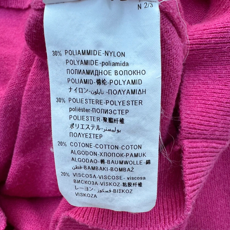 United Colors of Benetton Jumper UK 8 Bright Pink V-Neck Button Detail Fine Knit - Image 8
