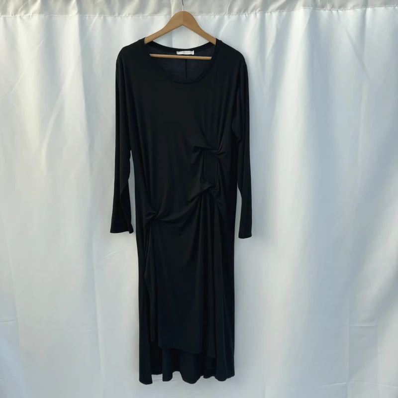 Sarah Tempest Black Twist Knot Midi Dress Long Sleeve 95% Viscose Made In Italy