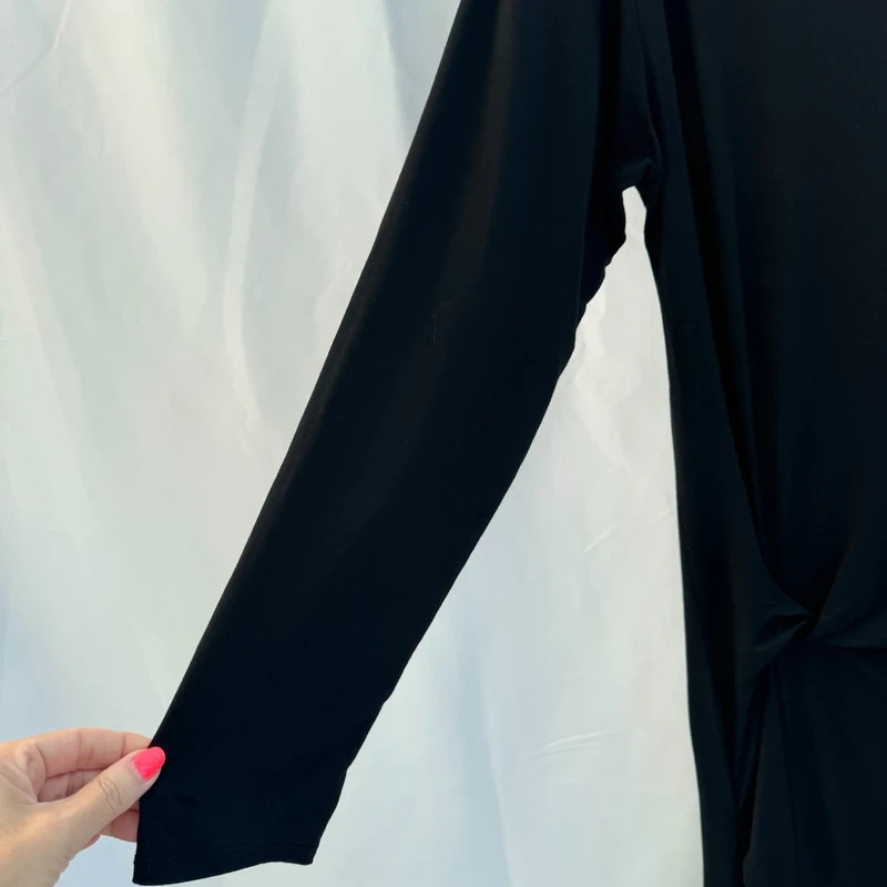 Sarah Tempest Black Twist Knot Midi Dress Long Sleeve 95% Viscose Made In Italy - Image 3
