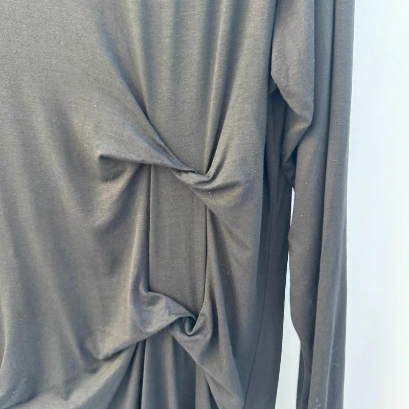 Sarah Tempest Black Twist Knot Midi Dress Long Sleeve 95% Viscose Made In Italy - Image 4