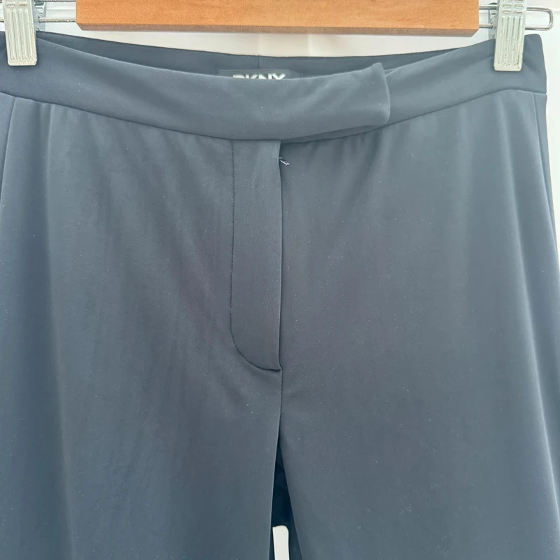 DKNY Black Stretch Flared Trousers US 4 UK 8 Long Leg Y2K Minimalist - Image 2