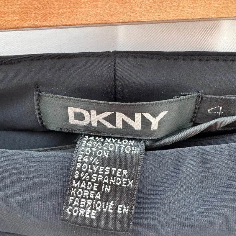 DKNY Black Stretch Flared Trousers US 4 UK 8 Long Leg Y2K Minimalist - Image 3