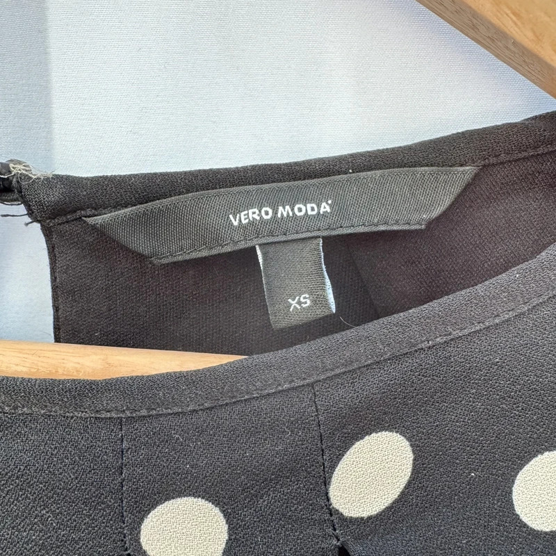 Vero Moda Black Polka Dot Tunic Dress UK8-10 Pit-Pit 36" Length 35" Tie Waist - Image 4