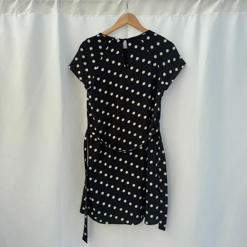Vero Moda Black Polka Dot Tunic Dress UK8-10 Pit-Pit 36" Length 35" Tie Waist - Image 6