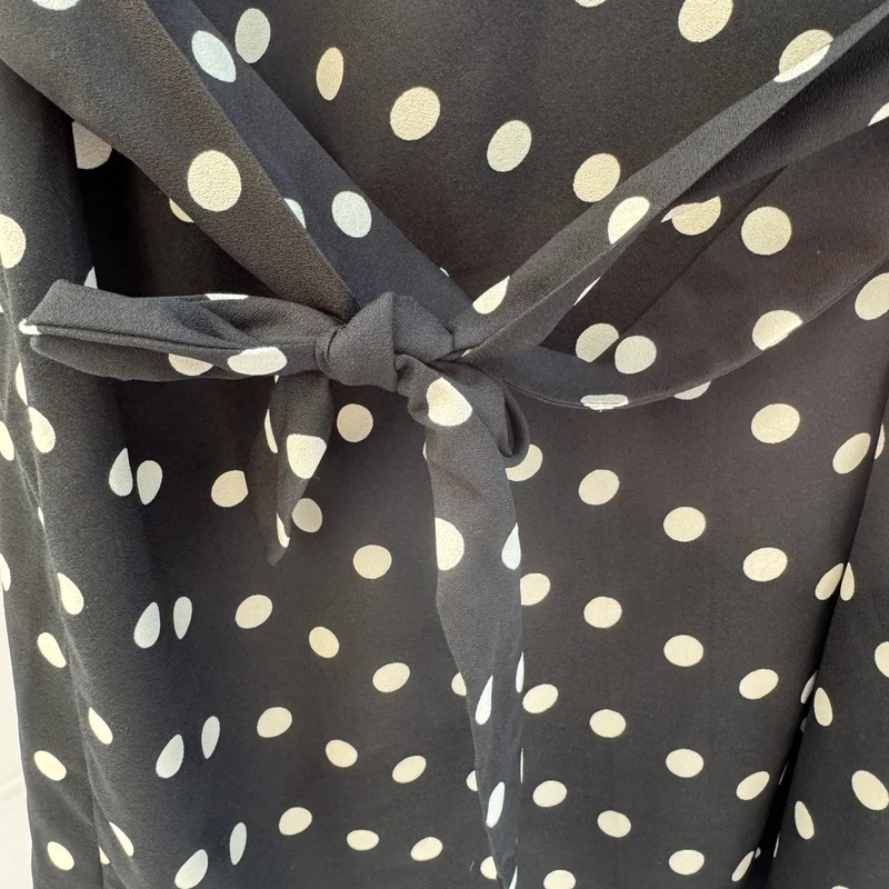 Vero Moda Black Polka Dot Tunic Dress UK8-10 Pit-Pit 36" Length 35" Tie Waist - Image 7