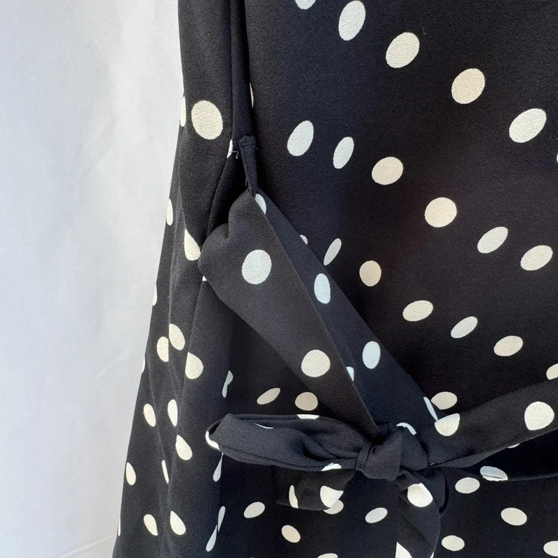 Vero Moda Black Polka Dot Tunic Dress UK8-10 Pit-Pit 36" Length 35" Tie Waist - Image 8