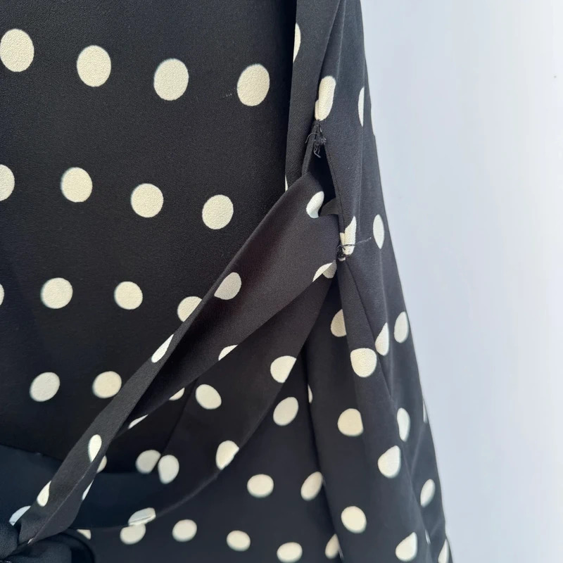 Vero Moda Black Polka Dot Tunic Dress UK8-10 Pit-Pit 36" Length 35" Tie Waist - Image 9