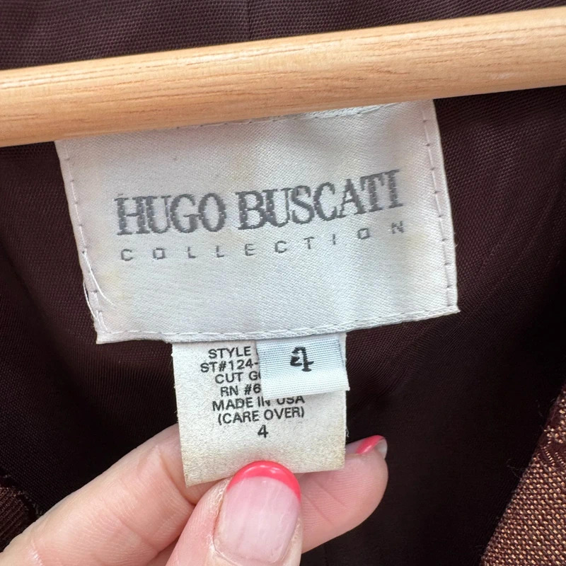 Vintage Hugo Buscati US 4 UK 8 Metallic Floral Brocade Jacket Brown Gold 90s Made in USA - Image 4