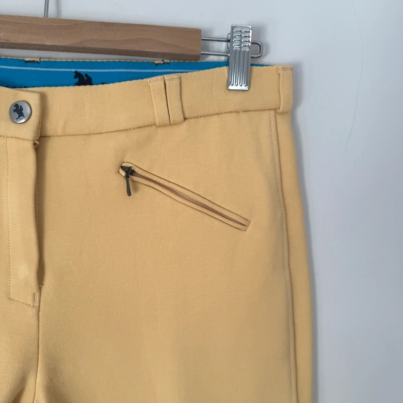 SaddleHuggers Canary Knee Patch Jodhpurs 32in Shires Beige Riding Breeches - Image 4