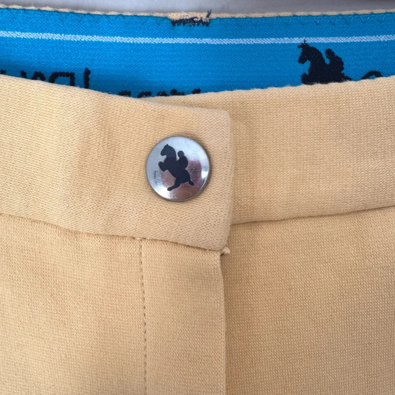 SaddleHuggers Canary Knee Patch Jodhpurs 32in Shires Beige Riding Breeches - Image 5