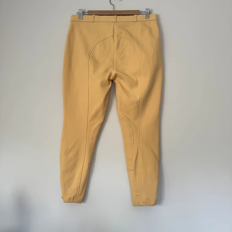 SaddleHuggers Canary Knee Patch Jodhpurs 32in Shires Beige Riding Breeches - Image 6