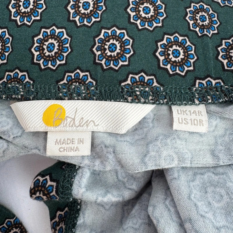 Boden Dark Green Medallion Print Skater Skirt UK 14R Soft Viscose Stretch - Image 5