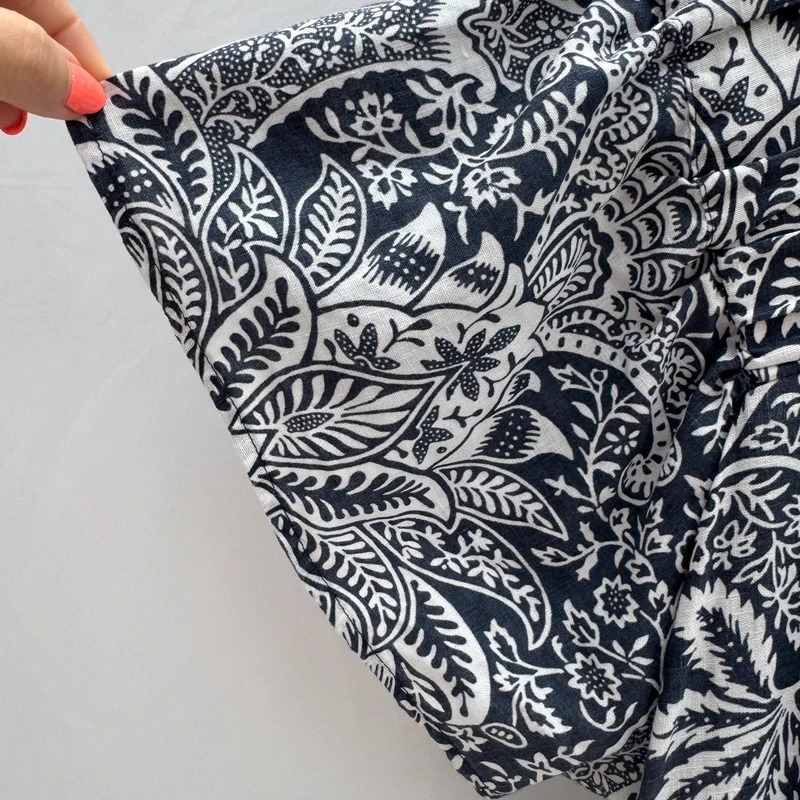 Next x Morris & Co Navy Floral Tunic Dress UK 12 Off-Shoulder Pockets Linen Blend - Image 4
