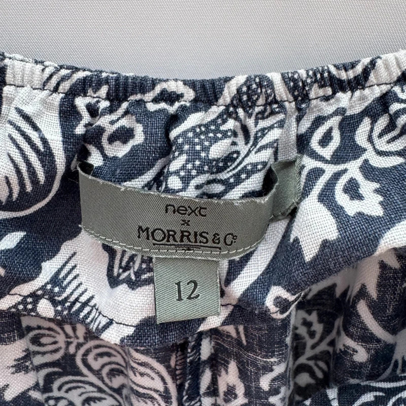 Next x Morris & Co Navy Floral Tunic Dress UK 12 Off-Shoulder Pockets Linen Blend - Image 6
