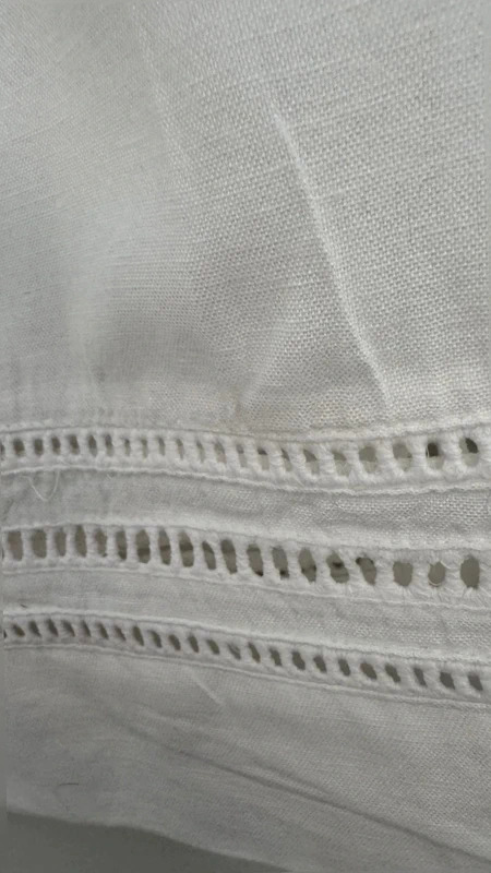 Next Beachwear White Linen Blend cover Up Dress | Size S | V-Neck Broderie Trim - Image 2
