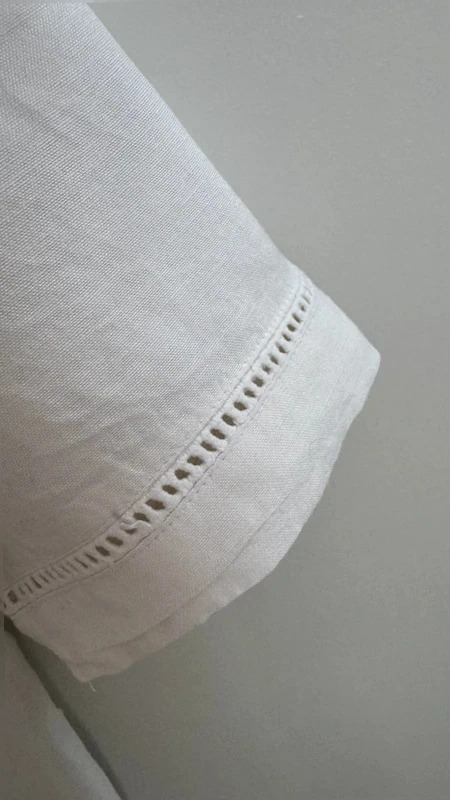 Next Beachwear White Linen Blend cover Up Dress | Size S | V-Neck Broderie Trim - Image 5