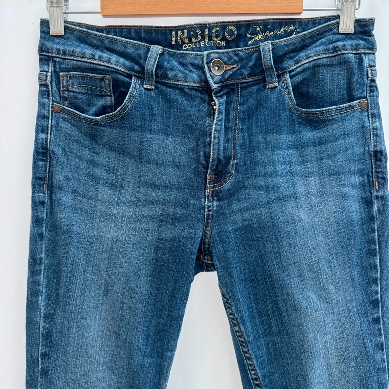 M&S Indigo Collection Mid Blue Skinny Jeans Size 12 Medium W31 L29 - Image 2