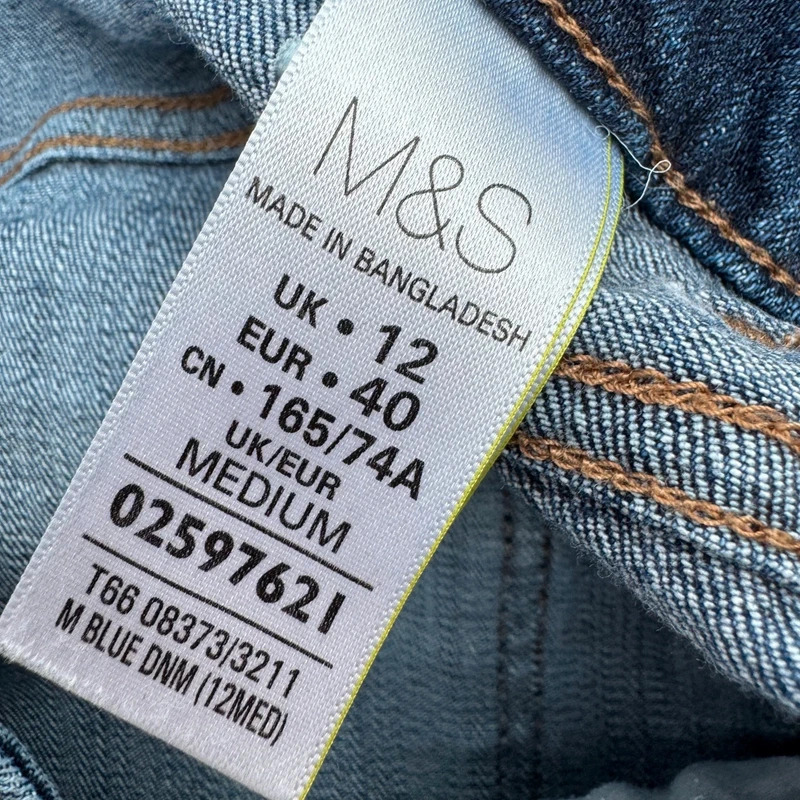 M&S Indigo Collection Mid Blue Skinny Jeans Size 12 Medium W31 L29 - Image 5