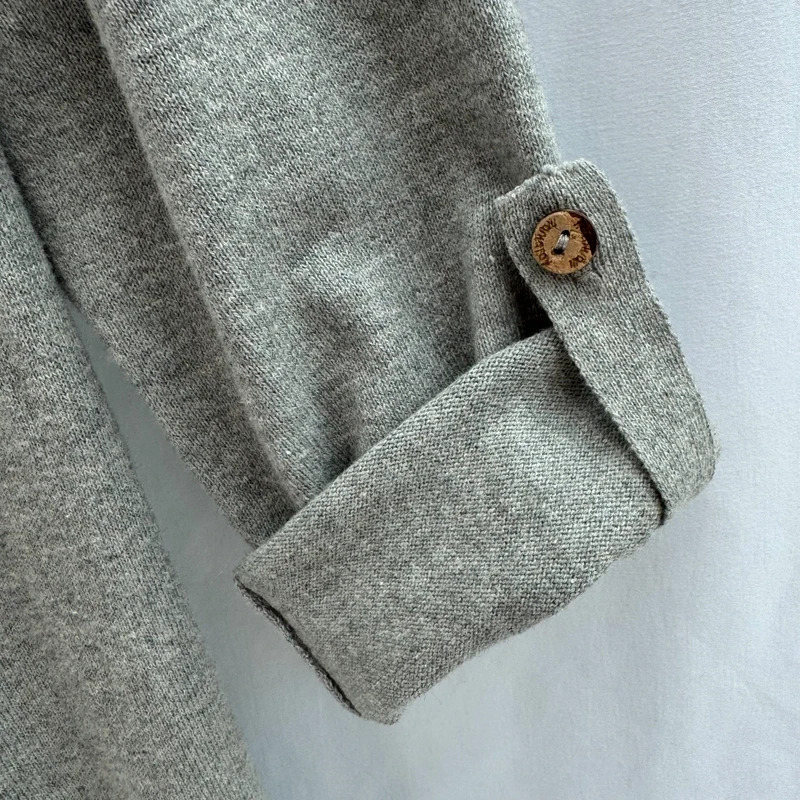 Mantaray Grey Longline Cardigan Cable Knit Trim Roll-Tab Sleeves Open UK 12 - Image 3