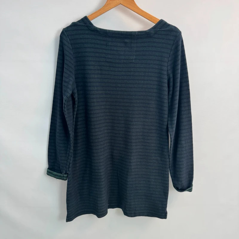 Seasalt Cornwall Gentle Wave Tunic UK 10 Navy Green Stripe Long Sleeve Pockets - Image 5