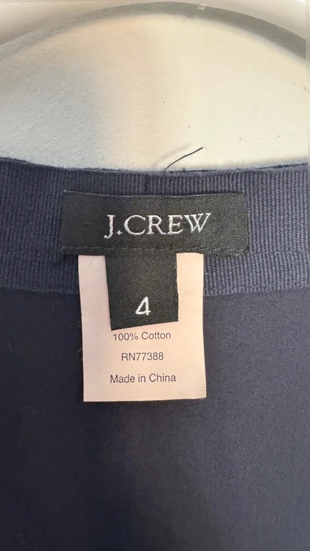 J.Crew Navy Tiered Cotton Shift Dress – Split Neck Sleeve Cap US Size 4 - Image 5