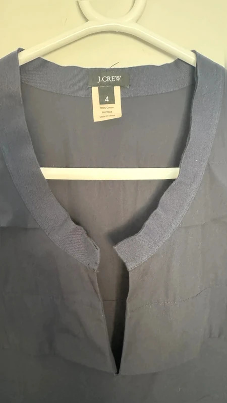 J.Crew Navy Tiered Cotton Shift Dress – Split Neck Sleeve Cap US Size 4 - Image 8