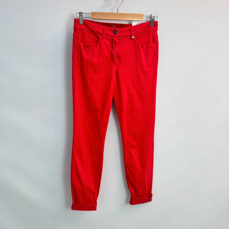 Luisa Cerano Red Slim Fit Trousers Stretch Cotton Jeans UK 10 DE 36
