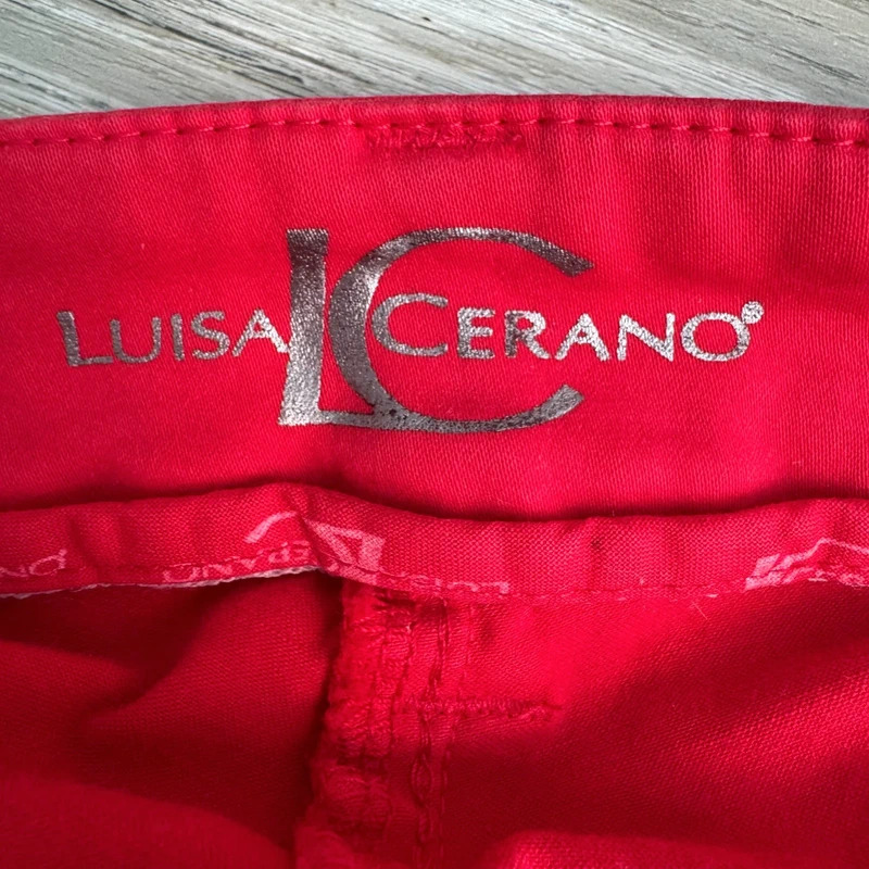 Luisa Cerano Red Slim Fit Trousers Stretch Cotton Jeans UK 10 DE 36 - Image 7