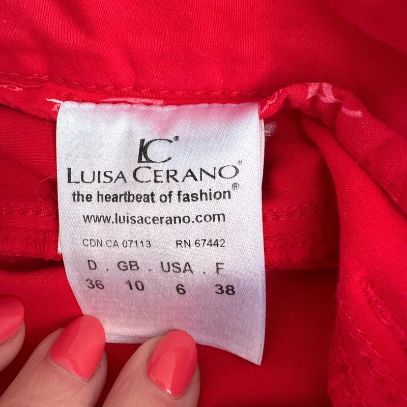 Luisa Cerano Red Slim Fit Trousers Stretch Cotton Jeans UK 10 DE 36 - Image 8